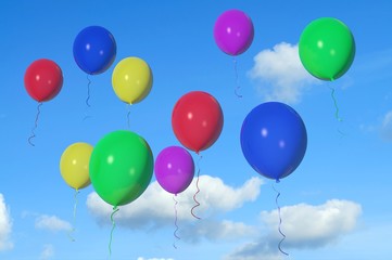 Colorful balloons flying in the sky