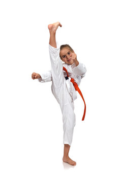 Little girl practice karate
