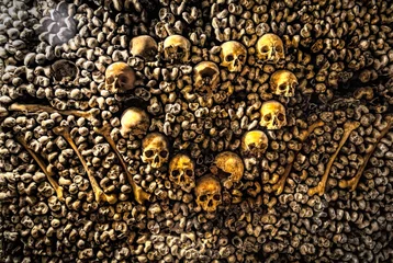 Fotobehang Catacombs of Paris - Skulls and Bones in the Realm of the Dead -9 © dirk94025