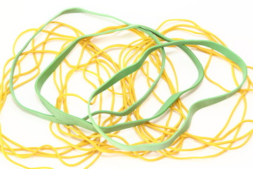 Several rubber bands isolated on white background