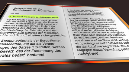 Naklejka premium ob2 OpenBook - Basic Law Germany Article 16a - german Grundgesetz Deutschland Artikel 16a - 16to9 g3935