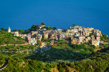 Obraz premium Corniglia Cinque Terre (Italian Riviera Liguria) and sea