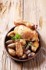 Chicken and baked potatoes