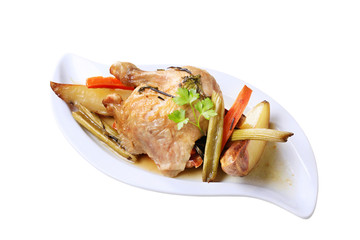 Braised chicken and vegetables