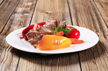 Venison skewer and vegetables