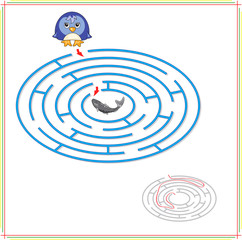 Penguin must go to fish through the maze and don't get lost