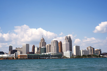 Fototapeta na wymiar Skyline of downtown Detroit from Windsor, Ontario
