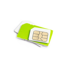 close up of sim card on white background