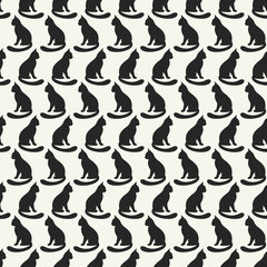 Naklejka na ściany i meble Animal seamless vector pattern of cat silhouettes.