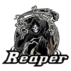  Illustration of grim reaper on white background