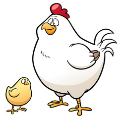 Vector illustration of Hen and chick