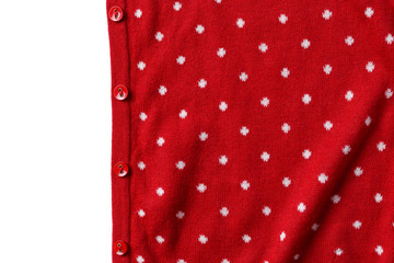 Red polka dot knit sweater with button