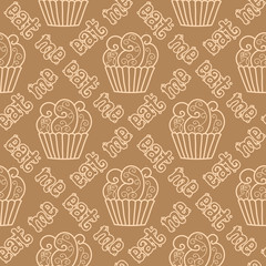 Seamless pattern with cupcakes