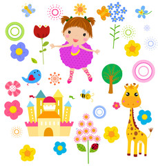 Obraz premium Cute princess and castle