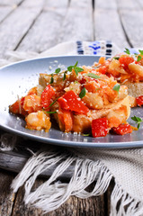 Bruschetta with vegetables and beans