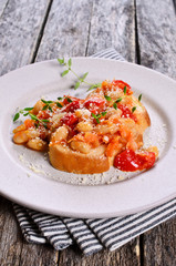Bruschetta with vegetables and beans