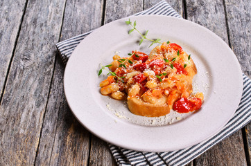 Bruschetta with vegetables and beans