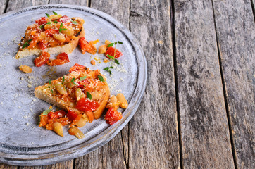 Bruschetta with vegetables and beans