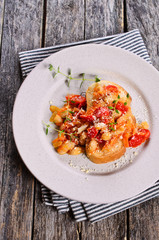 Bruschetta with vegetables and beans