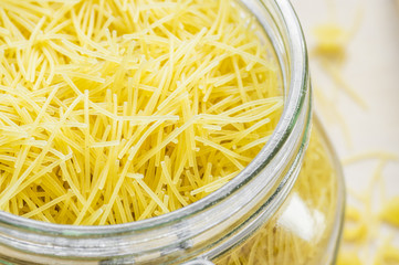 Vermicelli pasta in a glass jar