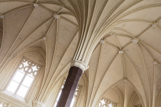 Gothic rib-vault ceiling of Teutonic Castle in Malbork