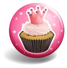 Cupcake on pink badge