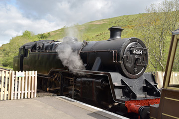 Fototapeta na wymiar Steam locomotive at Swanage station, Dorset