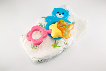 Stack of diapers isolated