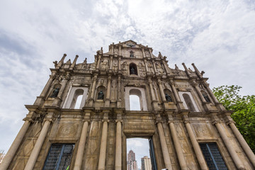 Fototapeta na wymiar Ruins of St Paul's Cathedral in Macau