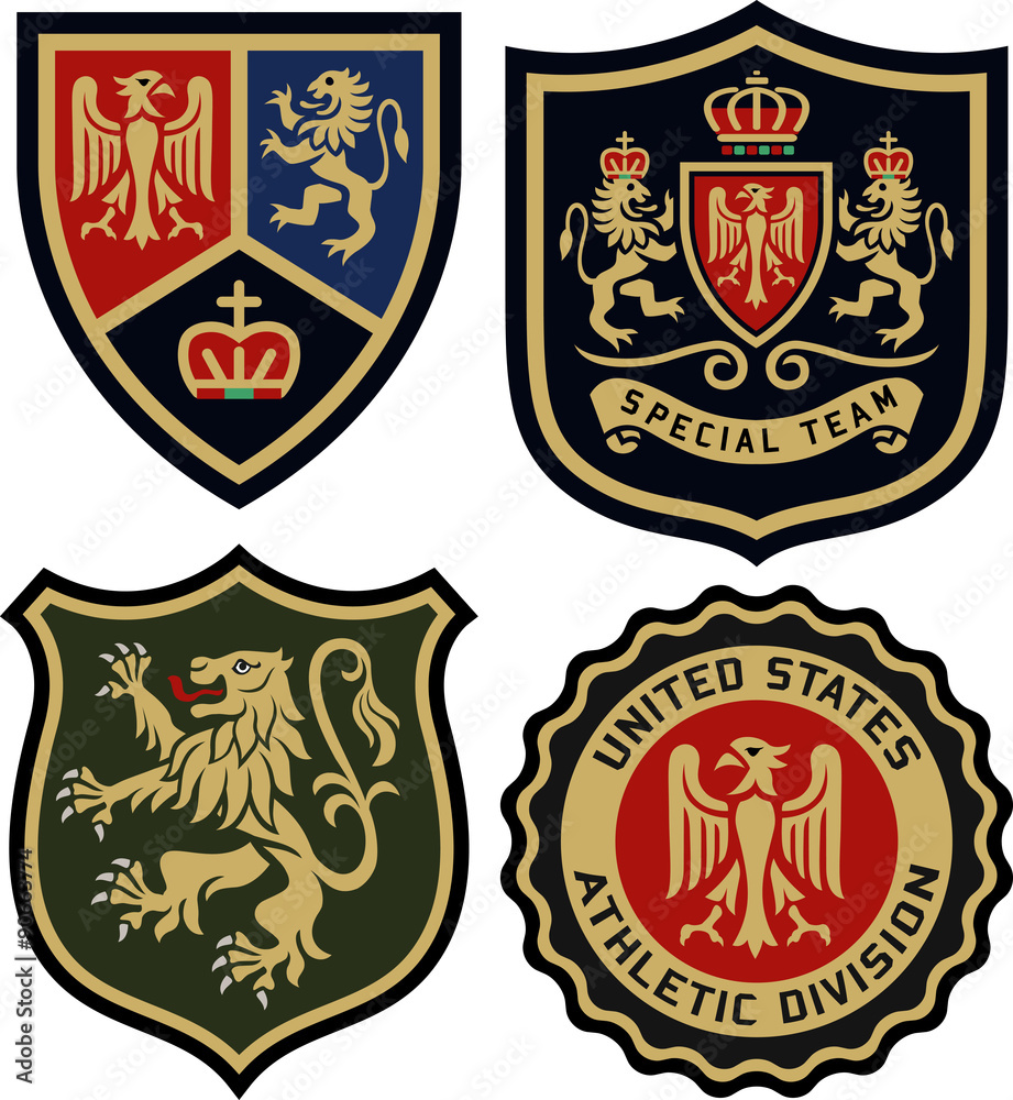 Wall mural classic royal emblem heraldic badge set