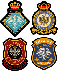 classic royal emblem heraldic badge set
