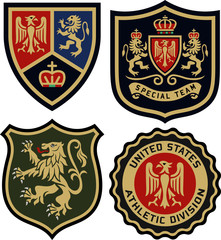classic royal emblem heraldic badge set
