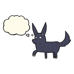 cartoon wild dog with thought bubble