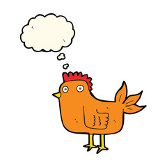 cartoon hen with thought bubble