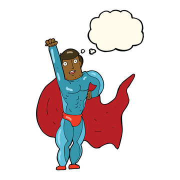 recommend clip art: cartoon superhero with thought bubble