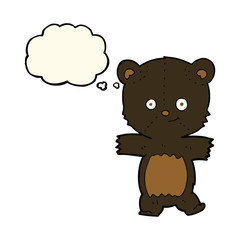cute cartoon black bear with thought bubble