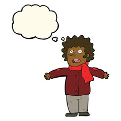 cartoon surprised man with thought bubble