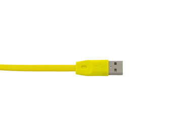  yellow wire USB isolated on white background