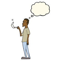 cartoon annoyed smoker with thought bubble
