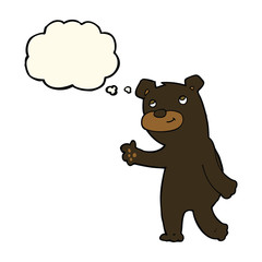 cute cartoon black bear with thought bubble