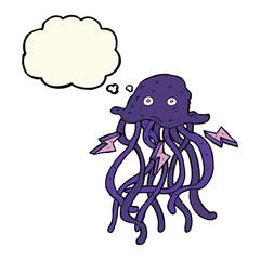 cartoon octopus with thought bubble