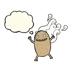 cartoon happy potato with thought bubble