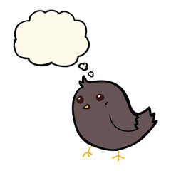 cartoon bird with thought bubble