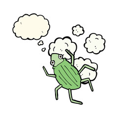 cartoon bug with thought bubble
