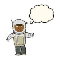 Obraz na płótnie Canvas cartoon astronaut with thought bubble