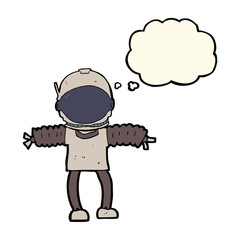 cartoon astronaut with thought bubble