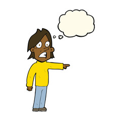 cartoon surprised man with thought bubble