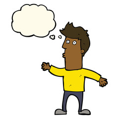 cartoon surprised man with thought bubble