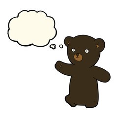 cartoon black bear cub with thought bubble