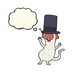 cartoon monkey in top hat with thought bubble